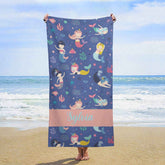 Meerjungfrau Prinzessin Unter Meer Brauch Name Strand Handtuch